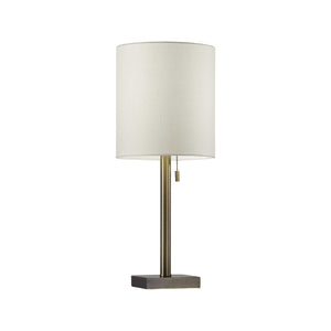 Homeroots 22" Antiqued Brass Metal Cylinder Table Lamp With Off White Drum Shade Brass  372487