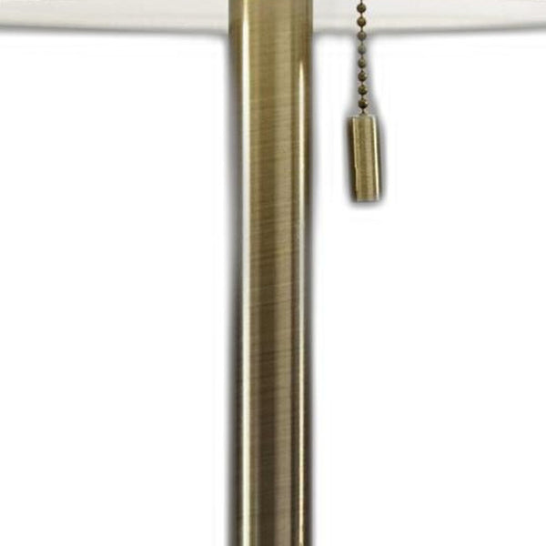 Homeroots 22" Antiqued Brass Metal Cylinder Table Lamp With Off White Drum Shade Brass  372487