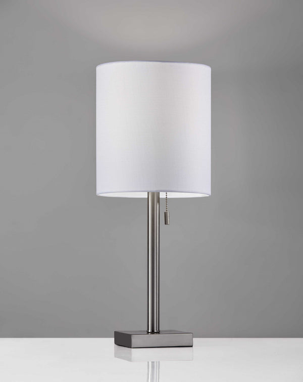 Homeroots Brushed Steel Metal Table Lamp Brushed Steel  372488
