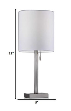 Homeroots Brushed Steel Metal Table Lamp Brushed Steel  372488