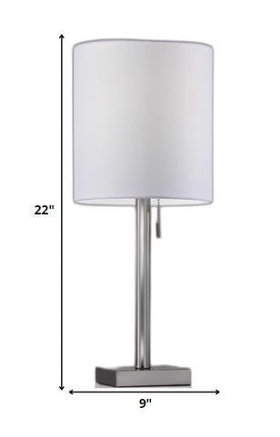 Homeroots Brushed Steel Metal Table Lamp Brushed Steel  372488