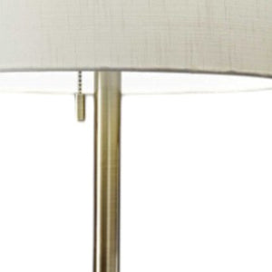 HomeRoots 61" Elegant Floor Lamp with White Fabric Shade for Timeless Style and Warm Ambiance in Any Room Brass 372490