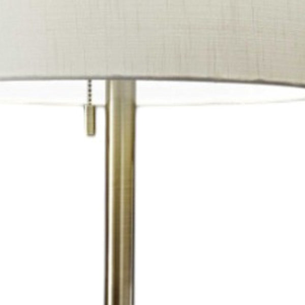 HomeRoots 61" Elegant Floor Lamp with White Fabric Shade for Timeless Style and Warm Ambiance in Any Room Brass 372490