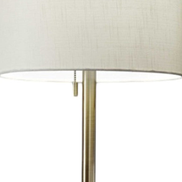 HomeRoots 61" Elegant Floor Lamp with White Fabric Shade for Timeless Style and Warm Ambiance in Any Room Brass 372490