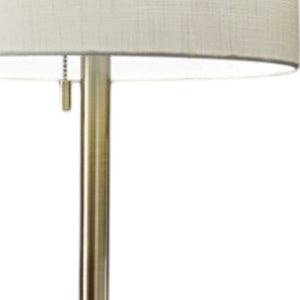 HomeRoots 61" Elegant Floor Lamp with White Fabric Shade for Timeless Style and Warm Ambiance in Any Room Brass 372490
