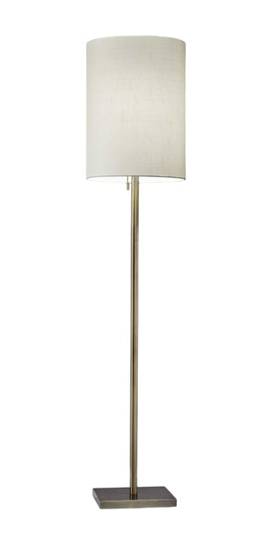 HomeRoots 61" Elegant Floor Lamp with White Fabric Shade for Timeless Style and Warm Ambiance in Any Room Brass 372490
