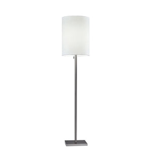 HomeRoots 61" Elegant Floor Lamp with White Fabric Shade for Timeless Style and Warm Ambiance in Any Room Brushed Steel 372491