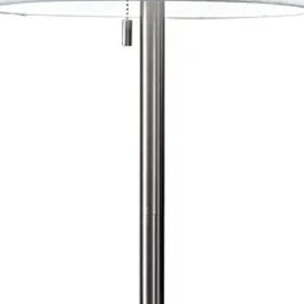 HomeRoots 61" Elegant Floor Lamp with White Fabric Shade for Timeless Style and Warm Ambiance in Any Room Brushed Steel 372491
