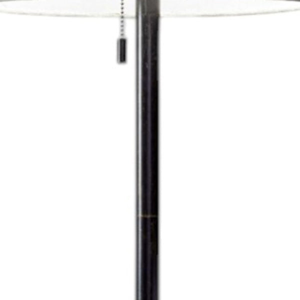 HomeRoots 61" Elegant Floor Lamp with White Fabric Shade for Timeless Style and Warm Ambiance in Any Room Bronze 372492