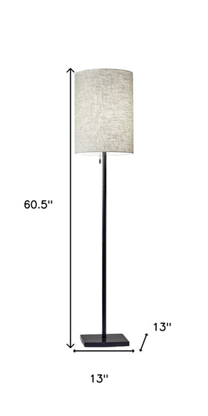 HomeRoots 61" Elegant Floor Lamp with White Fabric Shade for Timeless Style and Warm Ambiance in Any Room Bronze 372492