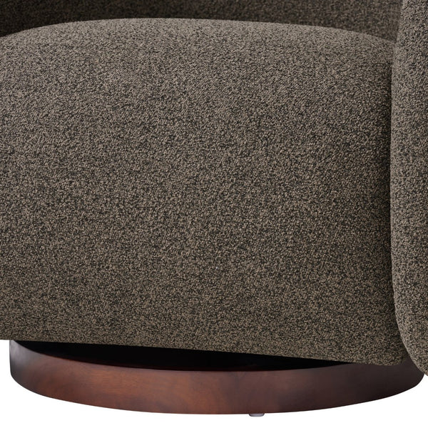 English Elm Sabbo Bouclé Swivel Accent Chair Walnut Wood Base Cozy Reading Nook Seating N767P388923M