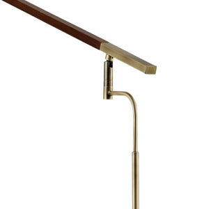 HomeRoots Walnut LED Desk Lamp with Adjustable Shade, Antique Brass Accents & USB Charging Port for Modern Workspaces 372507