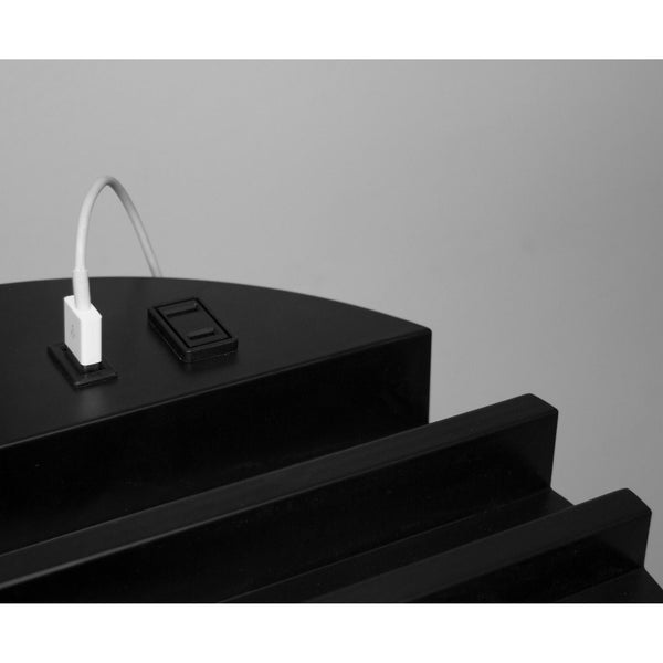 Homeroots Black Wood Floor Lamp With Circular Usb Charging Station Shelf  Metal 372521