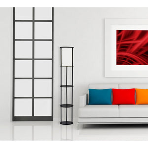 Homeroots 63" Black Wood Column Floor Lamp - Elegant White Fabric Shade For Stylish Home Lighting & Decor  Manufactured Wood 372522