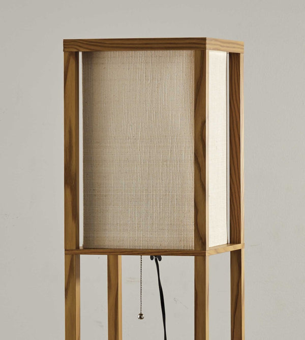 HomeRoots 63" Elegant Solid Wood Floor Lamp with Cozy Brown Fabric Shade for Warm Ambient Lighting Natural 372525