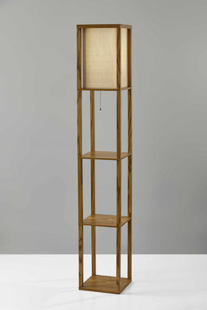 HomeRoots 63" Elegant Solid Wood Floor Lamp with Cozy Brown Fabric Shade for Warm Ambient Lighting Natural 372525