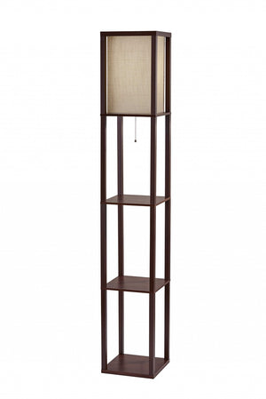 HomeRoots 63" Elegant Solid Wood Floor Lamp with Cozy Brown Fabric Shade for Warm Ambient Lighting Walnut 372526