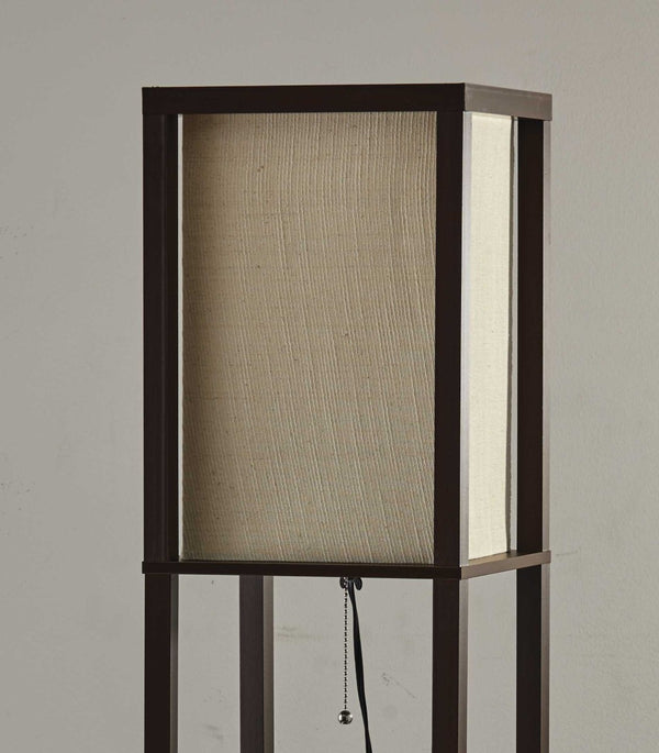HomeRoots 63" Elegant Solid Wood Floor Lamp with Cozy Brown Fabric Shade for Warm Ambient Lighting Walnut 372526