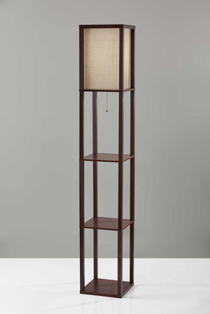HomeRoots 63" Elegant Solid Wood Floor Lamp with Cozy Brown Fabric Shade for Warm Ambient Lighting Walnut 372526