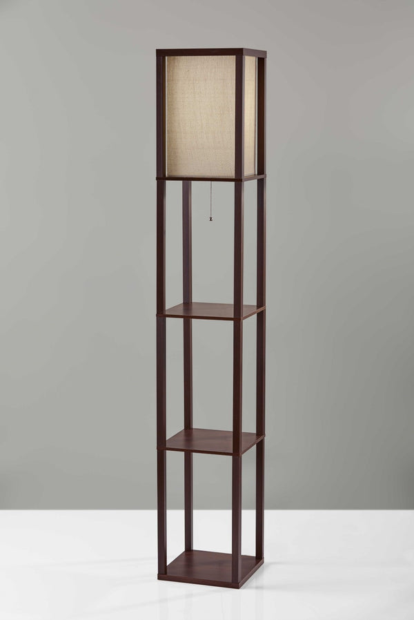 HomeRoots 63" Elegant Solid Wood Floor Lamp with Cozy Brown Fabric Shade for Warm Ambient Lighting Walnut 372526