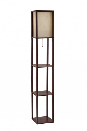 HomeRoots 63" Elegant Solid Wood Floor Lamp with Cozy Brown Fabric Shade for Warm Ambient Lighting Walnut 372526