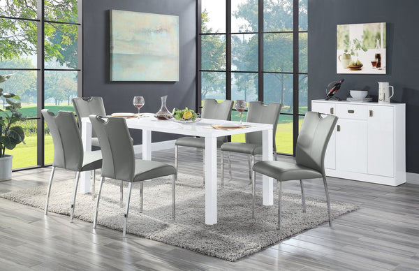 English Elm Contemporary High Gloss Dining Table Seats Six Smooth Easy-Clean Engineered Wood Veneer Surface White 69.5 L x 38 W x 4 H B2741S00271