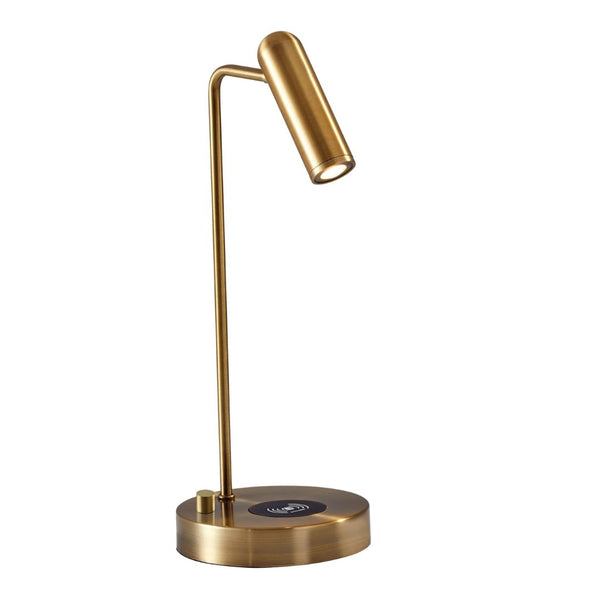 HomeRoots 17" LED Desk Lamp with USB & Wireless Charging - Stylish Adjustable Lighting for Home or Office Brass 372527