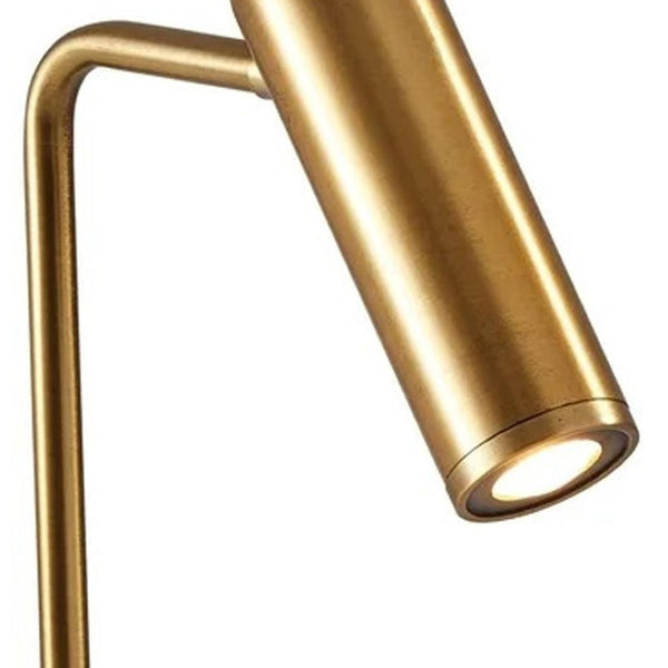 HomeRoots 17" LED Desk Lamp with USB & Wireless Charging - Stylish Adjustable Lighting for Home or Office Brass 372527