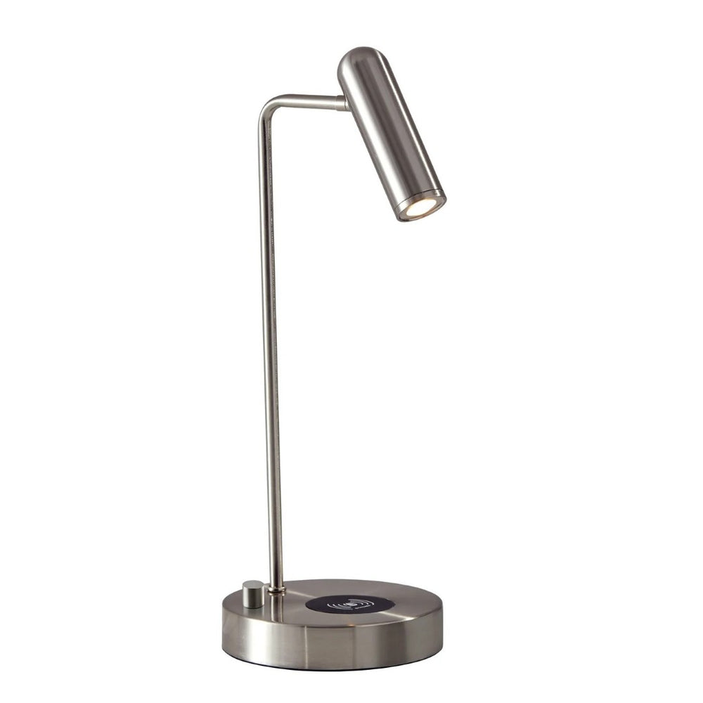 HomeRoots 17" LED Desk Lamp with USB & Wireless Charging - Stylish Adjustable Lighting for Home or Office Brushed Steel 372528