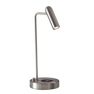 HomeRoots 17" LED Desk Lamp with USB & Wireless Charging - Stylish Adjustable Lighting for Home or Office Brushed Steel 372528