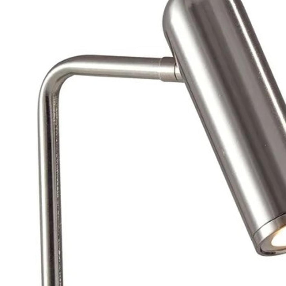 HomeRoots 17" LED Desk Lamp with USB & Wireless Charging - Stylish Adjustable Lighting for Home or Office Brushed Steel 372528
