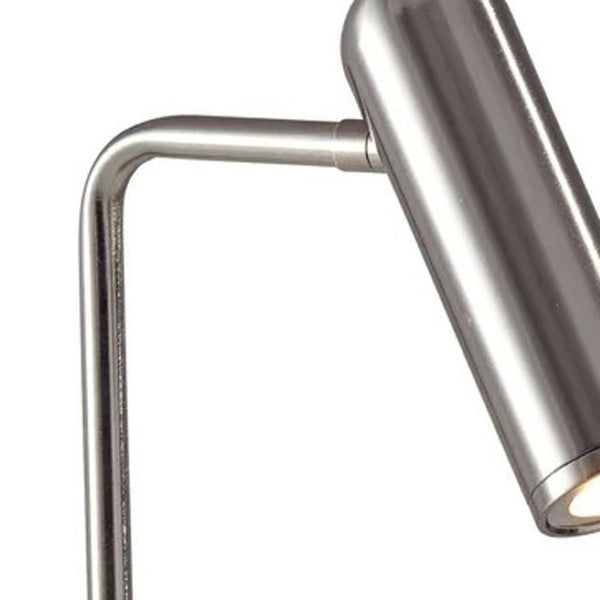 HomeRoots 17" LED Desk Lamp with USB & Wireless Charging - Stylish Adjustable Lighting for Home or Office Brushed Steel 372528