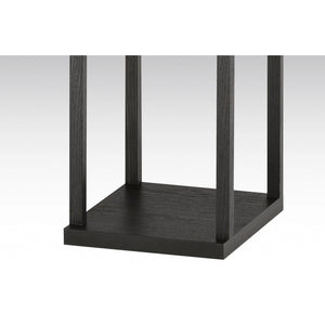 HomeRoots 72" Striking Black Solid Wood Column Lamp with White Cotton Shade for Modern Minimalist Spaces 372534
