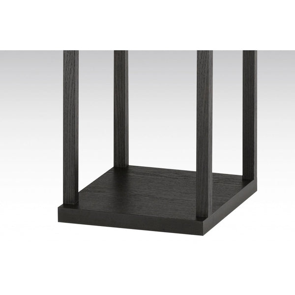 HomeRoots 72" Striking Black Solid Wood Column Lamp with White Cotton Shade for Modern Minimalist Spaces 372534