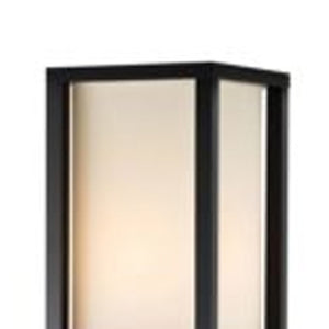 HomeRoots 72" Striking Black Solid Wood Column Lamp with White Cotton Shade for Modern Minimalist Spaces 372534