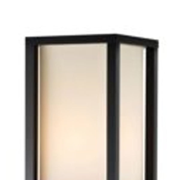 HomeRoots 72" Striking Black Solid Wood Column Lamp with White Cotton Shade for Modern Minimalist Spaces 372534