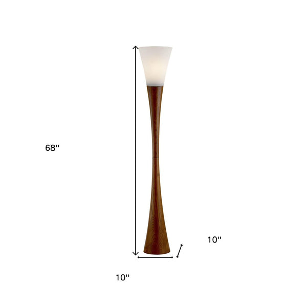 HomeRoots 68" Brown Wood Novelty Floor Lamp with White Acrylic Shade - Stylish Ambient Lighting Solution 372535