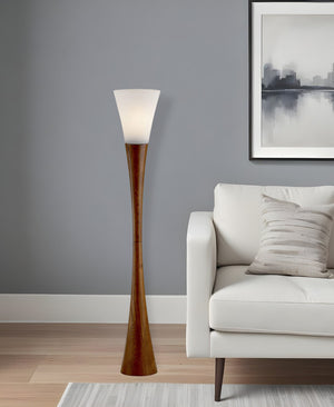 HomeRoots 68" Brown Wood Novelty Floor Lamp with White Acrylic Shade - Stylish Ambient Lighting Solution 372535