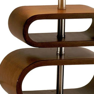 HomeRoots 19" Brown Retro Ovals Wood Bedside Lamp – Cozy Natural Shade for Mid-Century Modern Decor 372536