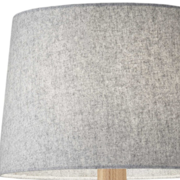 Homeroots 25" Natural Solid Wood Tripod Table Lamp - Gray Empire Shade For Modern And Industrial Decor Natural  372538