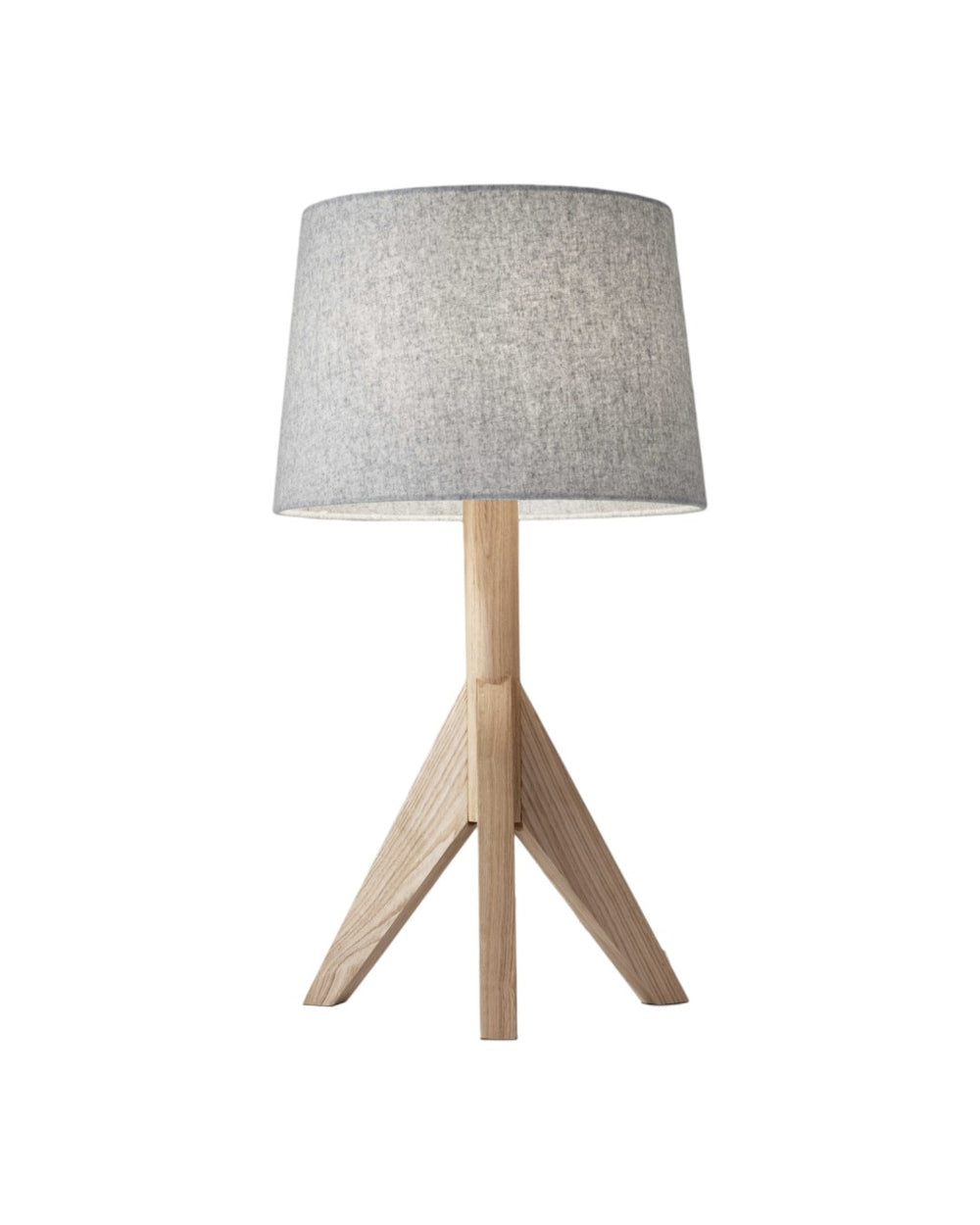 HomeRoots 25" Stylish Solid Wood Tripod Table Lamp with Gray Empire Shade for Modern Rustic Decor Natural 12.'5" X 12.'5" X 24.'5" 372538