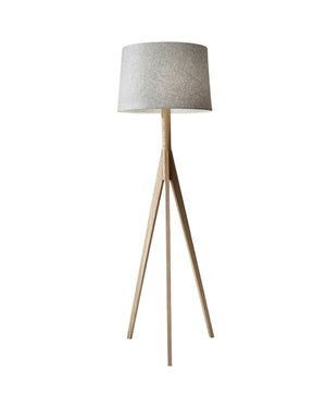 HomeRoots 59" Solid Wood Tripod Floor Lamp with Gray Fabric Shade - Modern Rustic Style for Any Room Natural 18" X 18" X 59.'25" 372539