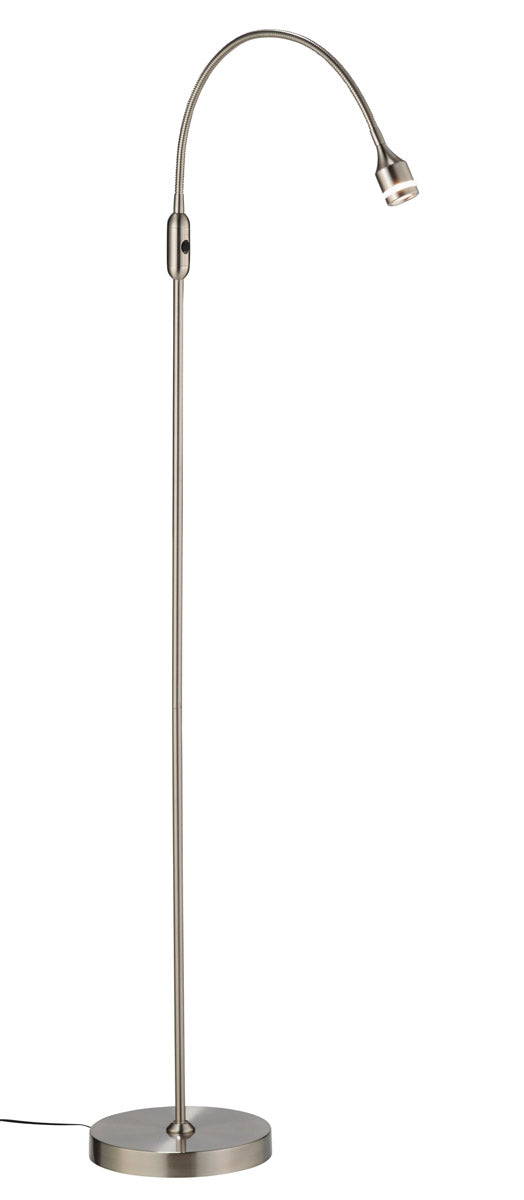 Homeroots 56" Arched Floor Lamp Brushed Steel Metal 372546