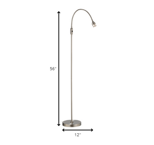 Homeroots 56" Arched Floor Lamp Brushed Steel Metal 372546