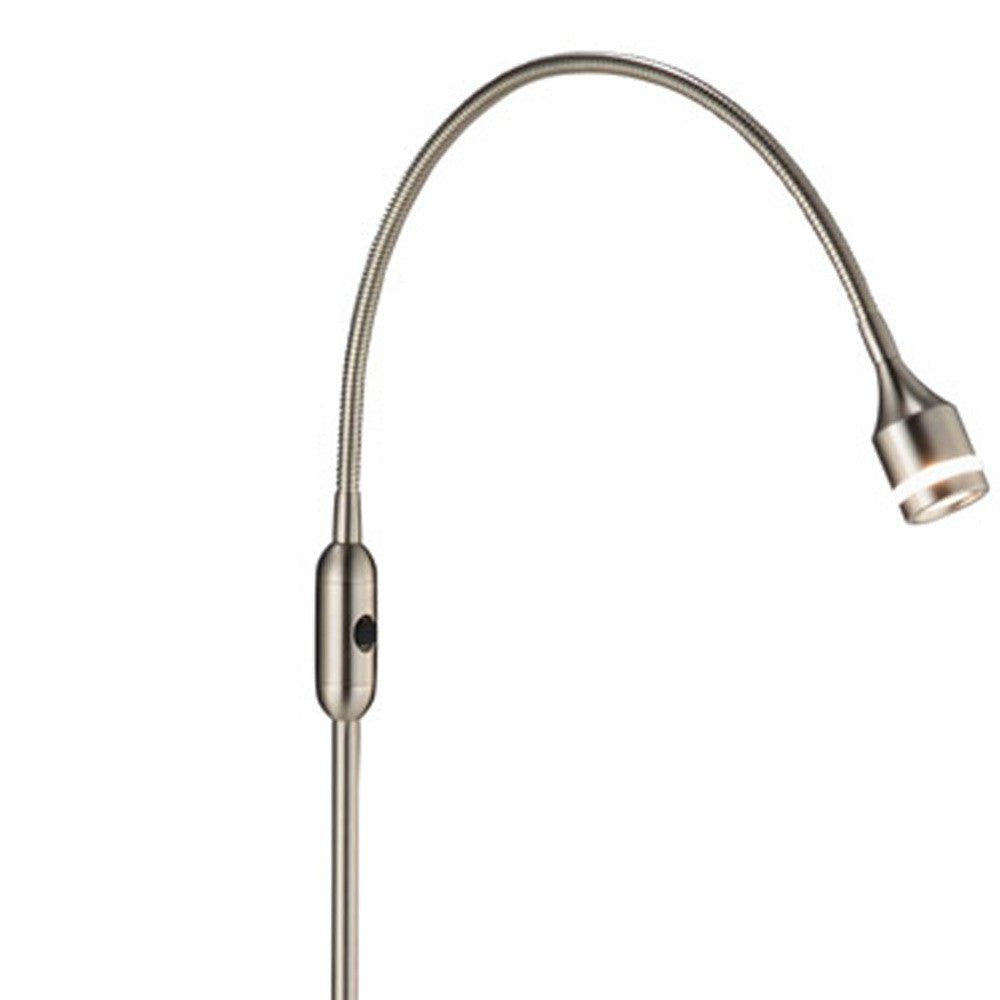 Homeroots 56" Arched Floor Lamp Brushed Steel Metal 372546