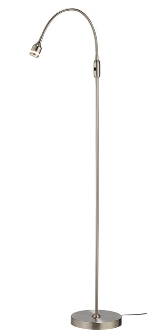 Homeroots 56" Arched Floor Lamp Brushed Steel Metal 372546