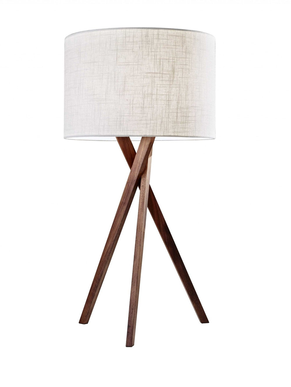 HomeRoots Tripod Walnut Wood Table Lamp - Stylish 3-Way Lighting with Linen Shade for Modern & Rustic Spaces 372547