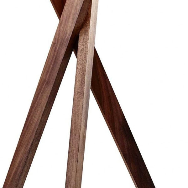 HomeRoots Tripod Walnut Wood Table Lamp - Stylish 3-Way Lighting with Linen Shade for Modern & Rustic Spaces 372547