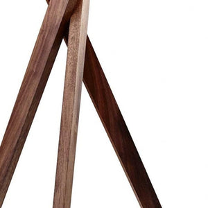 HomeRoots Tripod Walnut Wood Table Lamp - Stylish 3-Way Lighting with Linen Shade for Modern & Rustic Spaces 372547