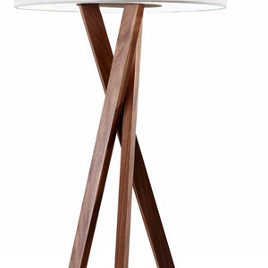 Homeroots 63" Solid Wood Tripod Floor Lamp With White Drum Shade  Solid Wood 372548